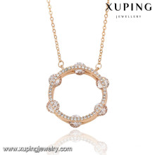 43011 xuping jewellry 2016 mode roségoldfarbene halskette mit kreis anhänger